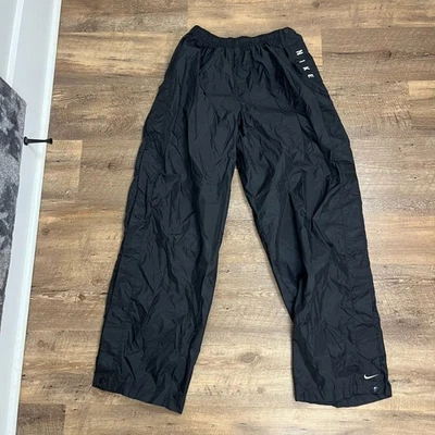 Vtg 90's Nike Tear Away Snap Button Black Spellout Track Nylon Pants Men's XL  - Image 1 of 4