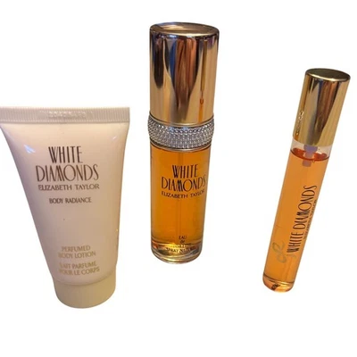 Juego de 3 perfumes Eay de Toilette White Diamonds de Elizabeth Taylor 1 oz EDT 1,7 Foto 1 de 3