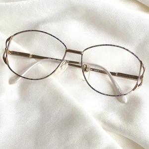 Montatura occhiali da vista vintage RGP viola verde oro metallo bordo intero 53-15-130 - Foto 1 di 8