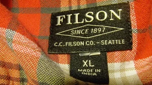 FILSON rustic flannel shirt soft 100% cotton tortoise shell buttons red mens XL - Picture 1 of 13