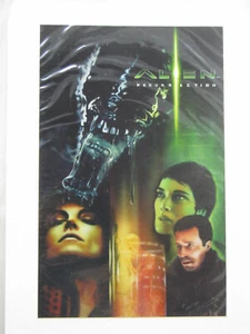 Alien Resurrection print signed by artist Rob Prior,art 5.25x3.5 on 8x4.5in card - Picture 1 of 3