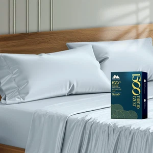 100% Egyptian Cotton Pillow Cases Standard/Queen Size Set of 2 - Luxury 1500 Thr - Picture 1 of 6