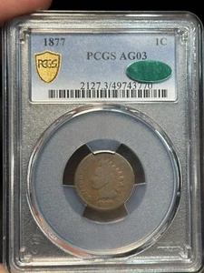 1877 AG3 PCGS CAC Indian Head Penny Key Date Trueview Rare Tough PQ Low Mintage - Picture 1 of 4