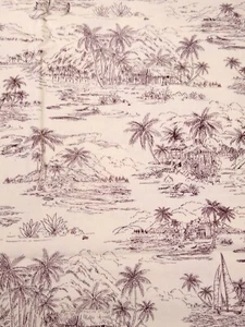 100% cotton quilting fabric TROPICAL BREEZE brown material palm tree boat 2+ yds - Picture 1 of 8