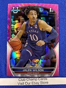 2023 #67 Jalen Wilson Bowman University cromo primer refractor rosa Kansas - Imagen 1 de 2
