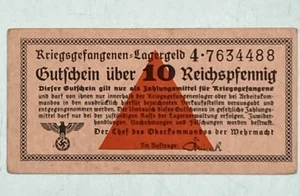 KRIEGSGEFANGENEN LAGERGELD 10 pfennig Moneta militare campi II Guerra WWII - Picture 1 of 1
