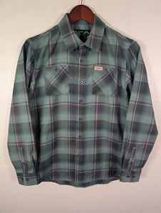 Dixxon Flannel Shirt Boys Youth XL DFC Green Pink Plaid Long Sleeve Pockets - Picture 1 of 10