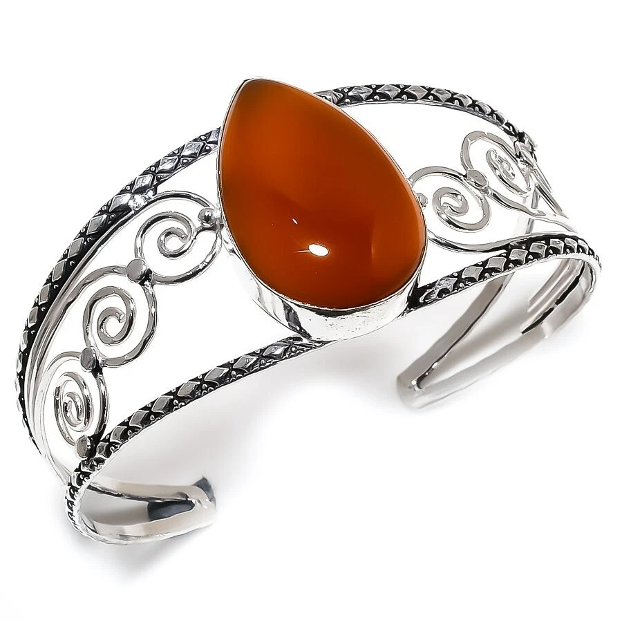 Brazalete de plata de ley 925 hecho a mano con piedras preciosas de ágata Montana tamaño 7-8" Foto 1 de 1