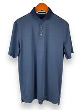 GREYSON Mens Blue Striped Short Sleeve Performance Golf Polo Shirt - Size Medium