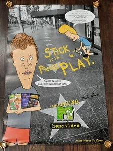 MTV Beavis And Butthead Stick It In Press Play Original Poster Signed Mike Judge - Picture 1 of 12
