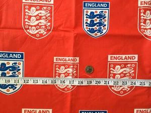 Various Sized English Badges on Cotton Fabric in Straight Lines. 67” x 41”. - Picture 1 of 10