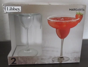 Libbey 13 oz. Margarita Glasses 8" Clear - Set Of 2 - New Open Box Cocktail Bar - Picture 1 of 6
