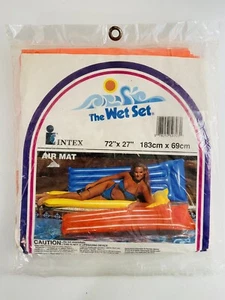NOS Vintage 1984 Intex The Wet Set aufblasbare Pool Luftmatte Schwimmer 72 x 27" blau - Bild 1 von 4