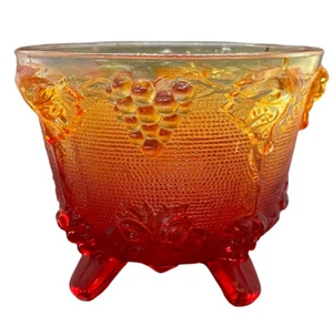 Vintage Harvest Grape Amber Red Glass Dish Bowl Footed Small 3.5” X 4” - Picture 1 of 4