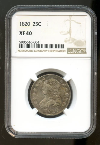 1820 25c Capped Bust Quarter Large Date, NGC XF 40 Cover