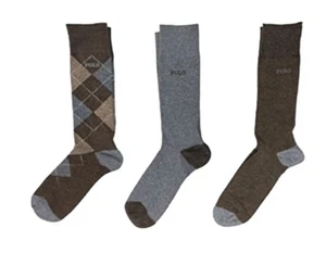 Polo Ralph Lauren Men's 3-Pack Polo Classic Argyle Socks Khaki Green 10-13 NWT - Picture 1 of 3