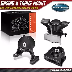 3x Front & Rear Side Engine Mount for Toyota RAV4 2006 2007 2008 L4 2.4L AWD 4WD - Picture 1 of 10