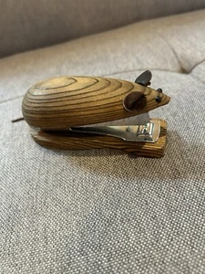 Vintage Wooden Mouse Handmade Small Stapler Japan MCM Works - Picture 1 of 12