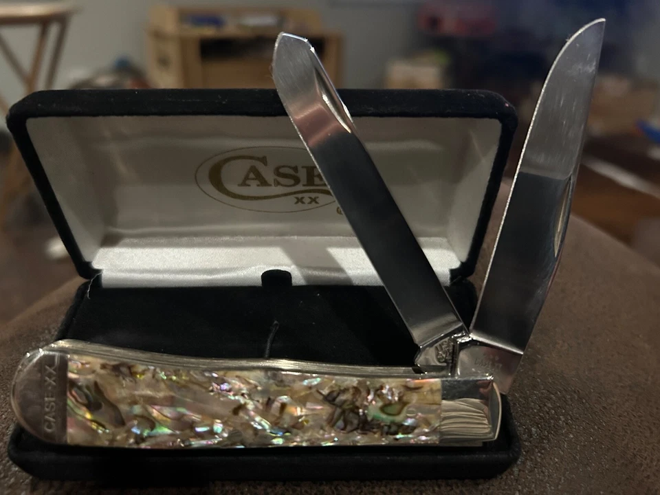 Case Cutlery XX Trapper Abalone Handle 8254ss Stainless Folding Knife 12000 - Image 1 of 1