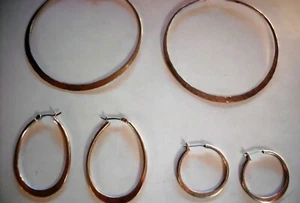 Vintage Lot of 3 Pair Sterling Silver Hoop Earrings - Picture 1 of 10