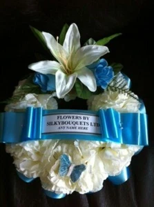 Papa Kunstseide Trauer Blumenkranz Ring Hommage Floral Memorial Opa - Bild 1 von 7