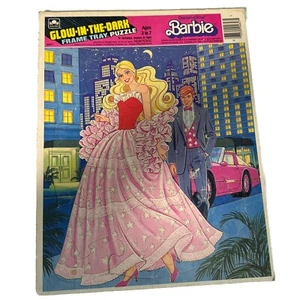 Barbie Glow in the Dark Tray Puzzle 1986 Dream Glow w Ken Mattel - Picture 1 of 5