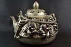 Collectible Old Decorate Handwork Tibet Silver Carving Famous 8 Immortal Tea Pot