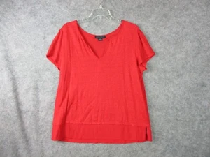 Sanctuary Top Damen Plus 1X rot 100% Leinen Strick kurze Flügelärmel V-Ausschnitt Bluse - Bild 1 von 13