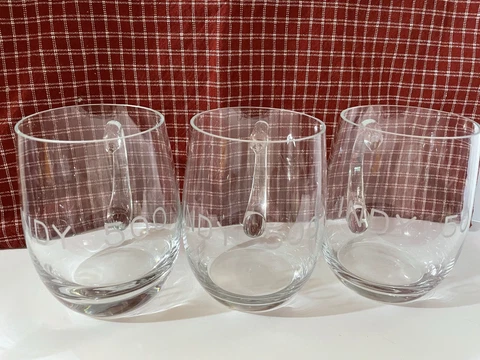 TOSCANY HAND BLOWN ETCHED CRYSTAL INDY 500 MUGS SET OF 3 Cover