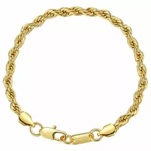 Armband Gold vergoldet Damen Herren 24 Karat Kordelkette WASSERFEST B6069D - Picture 1 of 3