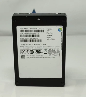 Samsung 960GB, Enterprise SSD(MZIL T960HAHQ-00007) Solid State Drive - Image 1 of 4