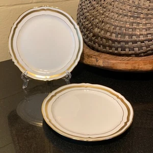 2 Raynaud Ceralene Marie Antoinette Gold 6 1/2" Bread & Butter Plates Limoges - Picture 1 of 9