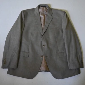 Geoffrey Beene 48R Brown Houndstooth Check Mens Blazer Suit Jacket Sport Coat - Picture 1 of 12