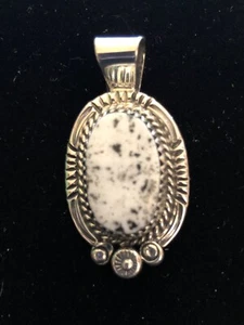White Buffalo Pendant Sterling Silver Navajo Signed Avin Joe PD2037 - Picture 1 of 4