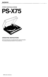 Sony PS-X75 Turntable Owners Manual - Picture 1 of 1