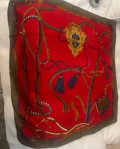 Pier Olivier Paris Schal Reitsport 29" rot blau und braun - Bild 1 von 7