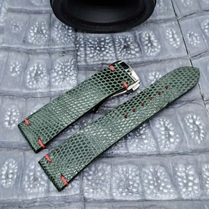 22mm/18mm Lizard Leather Watch Band Minimalist Design Exotic Leather - Picture 1 of 10