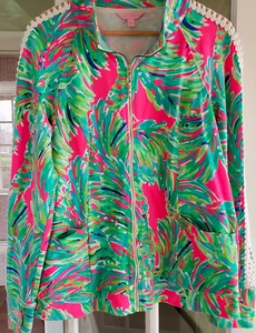 Lilly Pulitzer Brigantine Zip Up Jacket Raz Berry Shady Lady Large (20068B) - Picture 1 of 13