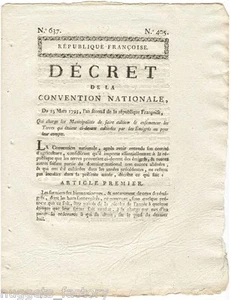 Decret de la convention nationale - Agriculture - 1793 - Louis XVI ( 100  ) - Picture 1 of 2