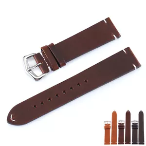 Watch Bands Cowhide Genuine Leather Wristwatch Straps Watch Parts 22mm Brown - Picture 1 of 3