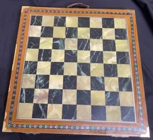 Vintage asiatisches Schachspiel mit Holz/Inlaybox handgeschnitzte Figuren aus Bruchstein - Bild 1 von 24