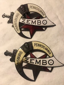 Vintage Enameled Shriners Masonic Zembo Emblem Harrisburg Pennsylvania Car Badge - Picture 1 of 12