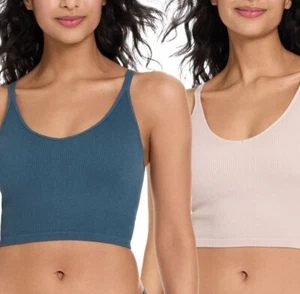 Sujetador largo acanalado NIOB Lemon para mujer paquete de 2 azul y rosa talla grande - Imagen 1 de 2