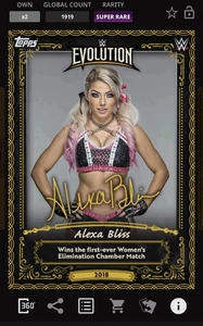 TOPPS WWE SLAM DIGITAL ALEXA BLISS MOMENTOS EVOLUTIVOS SÚPER RAROS FIRMA AMARILLA - Imagen 1 de 2