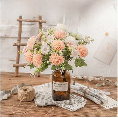 Fleurs en tissu hortensia artificiel 7 têtes pour décoration intérieure et ma - Photo 1/4