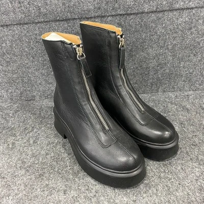 STEVE MADDEN Jones Zipper Lug Ankle Boots Women's Size 7.5 Black  - Image 1 of 4