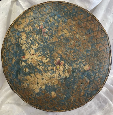 ANT. 20 世纪 30 年代编织柳条篮子带盖中国风格手绘亚洲设计 — 第 1/4 张图片