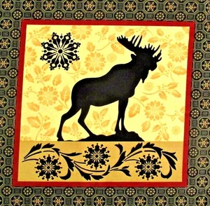 "ELCHSILHOUETTE" ~ (STOFFKUNST / QUILTEN / WANDBEHANG) ~ ** (8,5" X 8") ** #8 - Bild 1 von 4