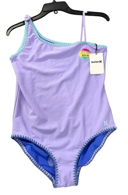 NUEVO Traje de baño Hurley Big Girls asimétrico de una pieza púrpura talla X-grande nuevo con etiquetas Foto 1 de 3