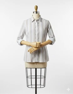 Sag Harbor Damen Shirt Größe L Langarm Knopfleiste blau gestreift - Bild 1 von 3